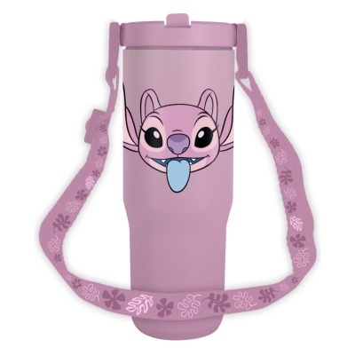 Чаша за път с каишка Pyramid - Lilo & Stitch, Angel, 900 ml