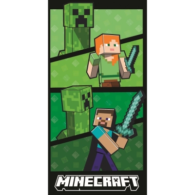 Плажна хавлия Minecraft -  Creeper, Alex & Steve