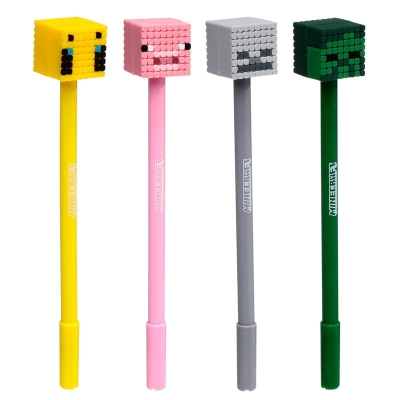 Химикалка с капаче Puckator - Minecraft, Four Heads, асортимент
