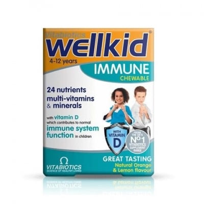 Мултивитамини за деца Wellkid Immune - Vitabiotics, 30 дъвчащи таблетки