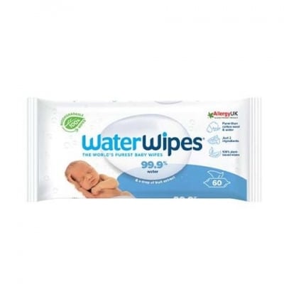 Биоразградими почистващи кърпички за новородени и кърмачета Water Wipes, 60 броя