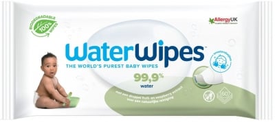 Биоразградими почистващи кърпички за бебета и деца Water Wipes - Със сапунено орехче, 60 броя