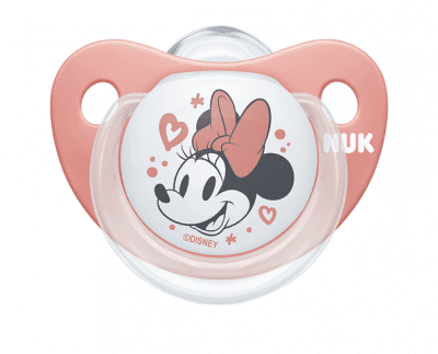 Силиконова залъгалка NUK - Mickey, 6-18 месeца, червена