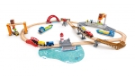 Игрален комплект Hape - Морски и железопътен превоз на товари