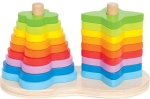 Дървен комплект Hape - Цветни форми за нанизване, Дъга