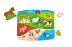Дървен пъзел Hape - Домашни животни, 9 части