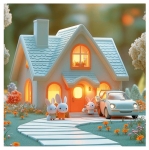 Детски пъзел 4 в 1 Educa - Градът на зайчетата