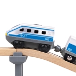 Детска играчка Hape - Междуградски локомотив с батерия, Червен