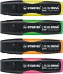 Настолен комплект текст маркери Stabilo - Green Boss, 4 цвята