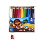 Триъгълни цветни моливи Astra - Astrino, С острилка, 18 цвята, асортимент