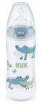 Бебешко шише Nuk First Choice - Temperature control, 300 ml, синьо, крокодили