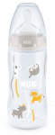 Бебешко шише Nuk First Choice - Temperature control, 300 ml, бежово и сиво, животни