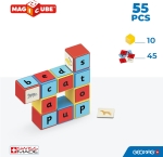 Магнитен конструктор Geomag - Magicube, Съставяне на думи, 55 части