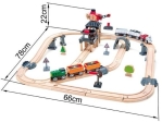 Дървен железопътен комплект Hape - Товарно депо