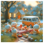 Детски пъзел 4 в 1 Educa - Градът на зайчетата