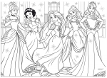 Двулицев пъзел за оцветяване Lisciani - Disney Princess, 60 части