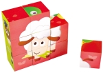 Дървен пъзел с кубчета Hape - Ферма, 9 части