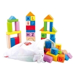 Игрален комплект Hape - Дървени кубчета с цифри и букви, 80 броя