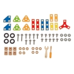 Дървен конструктор Hape - Майстор строител, 62 части