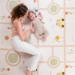 Бебешка двустранна подложка за игра Taf Toys - Пътни приключения, 150 x 200 сm