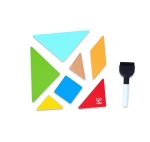 Дървен комплект за игра 2 в 1 Hape - Космически лабиринт и дъска танграм