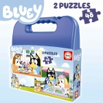 Детски пъзел в куфарче Educa - Bluey, 2 х 48 части