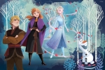Двулицев пъзел за оцветяване Lisciani - Frozen, 2 x 60 части