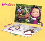 Двулицев пъзел за оцветяване Lisciani - Маша Мечока, 24 части