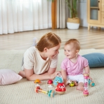 Музикална играчка Hape - Бухал, Червен