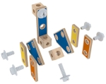 Дървен конструктор Hape - Майстор строител, 62 части