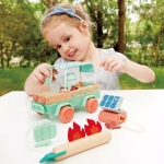 Дървен игрален комплект Hape - Слънчево офроуд приключение, 11 части