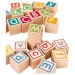 Дървена играчка Hape - Ремарке за дърпане, с кубчета