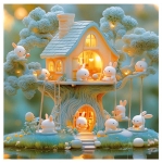 Детски пъзел 4 в 1 Educa - Градът на зайчетата