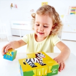 Дървен пъзел с кубчета Hape - Джунгла, 9 части
