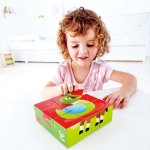 Дървен пъзел с кубчета Hape - Ферма, 9 части