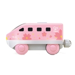 Детска играчка Hape - Междуградски локомотив с батерия, Червен