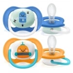 Залъгалки Philips Avent - Ultra Air Happy, с декорация Роботи, 6-18 m, 2 броя