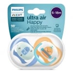 Залъгалки Philips Avent - Ultra Air Happy, с декорация Роботи, 6-18 m, 2 броя