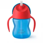 Неразливаща се чаша със сламка Philips Avent - С дръжки синя, 200 ml