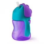 Неразливаща се чаша със сламка Philips Avent - С дръжки лилава, 200 ml