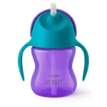 Неразливаща се чаша със сламка Philips Avent - С дръжки лилава, 200 ml