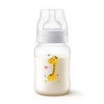 Шише за хранене Philips Avent Anti-Colic, 260 ml - с биберон Classic 1м+, декорация Жираф