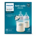 Комплект 2 броя шишета за хранене Philips Avent Anti-Colic 3.0, 260 ml - с биберон със сила на потока 2, 1м+