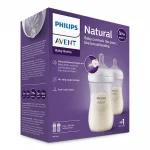 Комплект 2 броя шишета за хранене Philips Natural Response, 260 ml - с биберон със сила на потока 3, 1м+