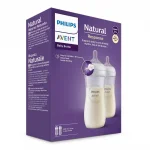 Комплект 2 броя шишета за хранене Philips Natural Response, 330 ml - с биберон със сила на потока 4, 3м+