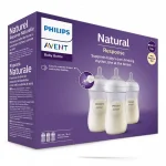 Комплект 3 броя шишета за хранене Philips Natural Response, 260 ml - с биберон със сила на потока 3, 1м+