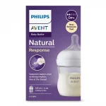 Шише за хранене Philips Avent - Natural Response, 125 ml, с биберон поток 2, 0м+