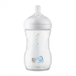 Шише за хранене Philips Avent - Natural Response с AirFree клапа, 260 ml, с биберон поток 3, 1м+, с декорация Звезди и мече