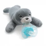 Залъгалка Philips Avent - Ultra Soft, с Плюшена играчка за гушкане Тюленче, 0-6 m