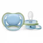 Залъгалки Philips Avent - Ultra Air, Неутрални синьо и зелено с кутия за стерилизиране, 0-6 m, 2 броя